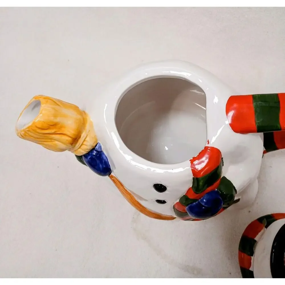 Cooks Club Frosty SNOWMAN TEAPOT Hot Chocolate Server Christmas‎ Holiday Ceramic